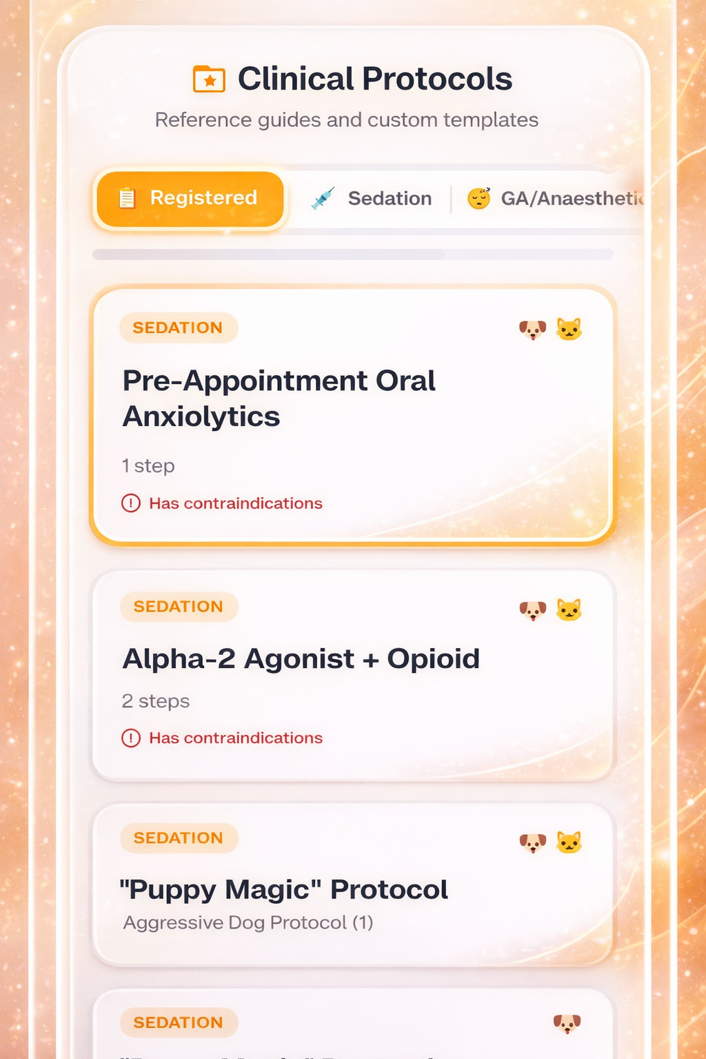 Clinical Protocols — sedation, anaesthesia, and custom templates